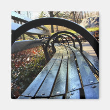 Unique Park Bench in Central Park, NYC Fridge Magnet