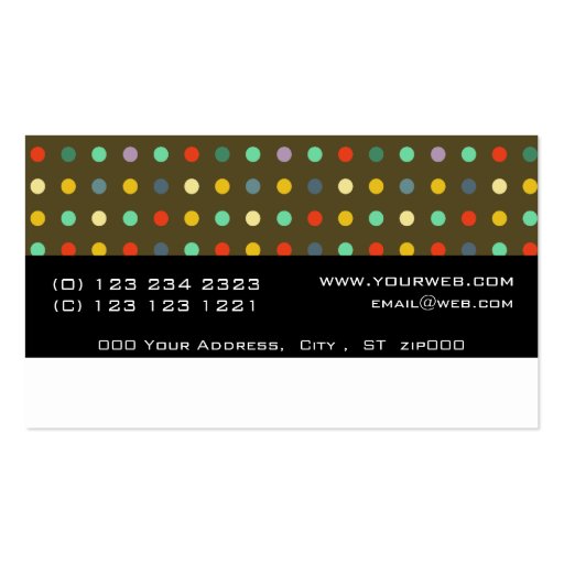 Unique  Polka Dots  Monogram Business Card (back side)