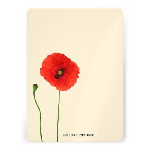 Unique Poppy Floral Simplicity Birthday Party Announcement