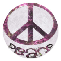 Unique Pretty Peace Sign Round Stickers