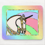 Unique Rainbow Art With Gold Mouse Pad