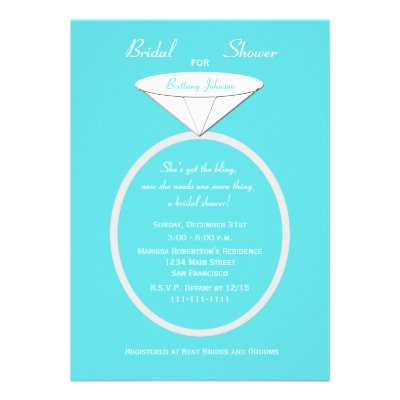 Unique Ring Bridal Shower Invitation on Blue
