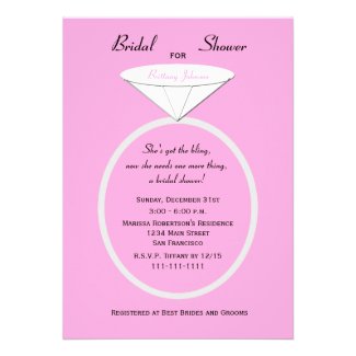 Unique Ring Bridal Shower Invitation on Pink