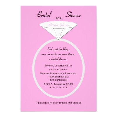 Unique Ring Bridal Shower Invitation on Pink