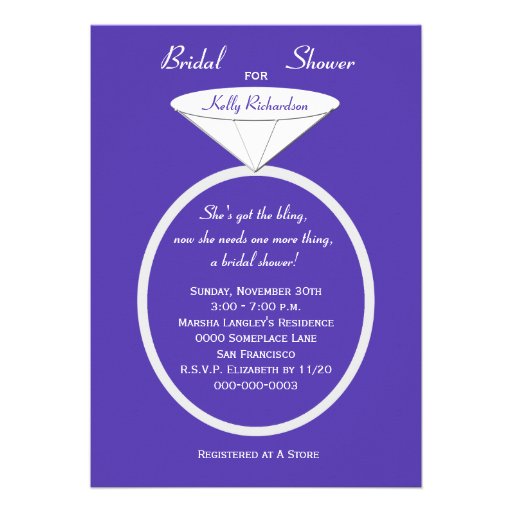 Unique Ring Bridal Shower Invitation on Purple