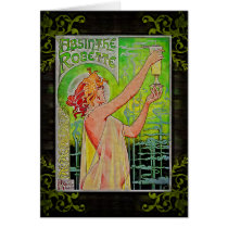 Unique Vintage Absinthe Green Fairy Greeting Cards