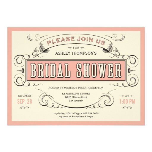 Unique Vintage Bridal Shower Invitations 5" X 7" Invitation Card | Zazzle