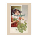 Unique vintage illustration - Girl with Shemrock postcards by OutOfLimits Unique vintage illustration - Girl with Shemrock postcards