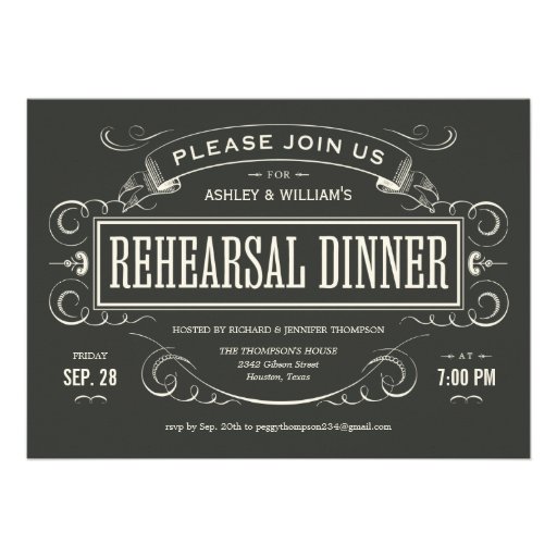 Unique Vintage Rehearsal Dinner Invitations (front side)