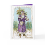 Unique vintage Santa in Purple!  Christmas Card