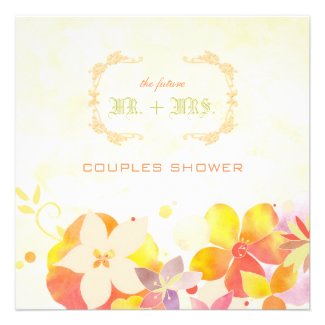 Unique Watercolor Floral Couple Shower Invitations