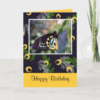 Unique Yellow and Black Butterfly Birthday Card card