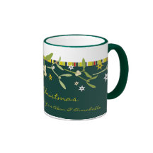 Uniquely designed green christmas thank you mug