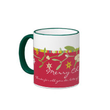 Uniquely designed red christmas thank you mug