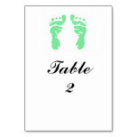 "Unisex Green Baby Footprints" Tablecard Table Card