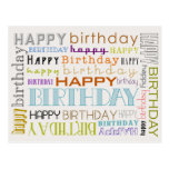 Unisex Happy Birthday Typography Postcard