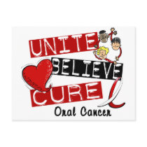 UNITE BELIEVE CURE Oral Cancer postcards by awarenessgifts UNITE BELIEVE CURE Oral Cancer postcards
