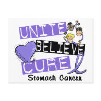 UNITE BELIEVE CURE Stomach Cancer postcards by awarenessgifts UNITE BELIEVE CURE Stomach Cancer postcards