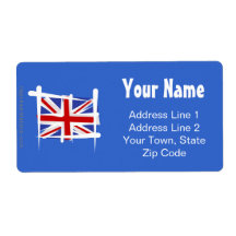 United Kingdom Brush Flag Custom Shipping Labels