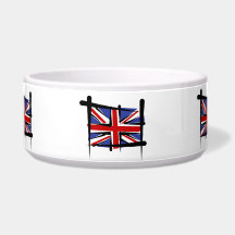 United Kingdom Brush Flag Dog Bowls