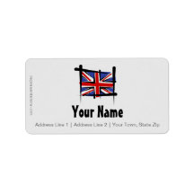 United Kingdom Brush Flag Labels
