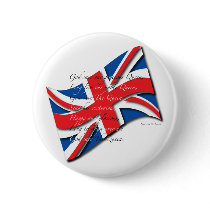United Kingdom Flag/Anthem Pinback Buttons