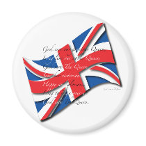 United Kingdom Flag/Anthem Refrigerator Magnet