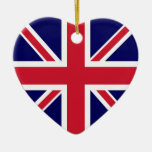 United Kingdom Flag Heart Christmas Tree Ornaments