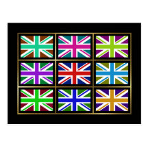 United Kingdom Multihue Flags Postcard