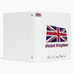 United Kingdom Waving Flag with Name 3 Ring Binders