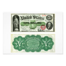 United States $5 Banknote Series of 1863 Personalized Invitations