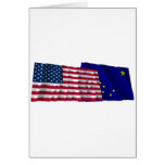 United States and Alaska Waving Flags Greeting Card