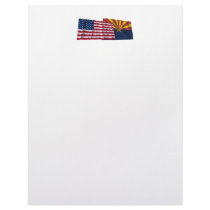United States and Arizona Waving Flags Personalized Letterhead