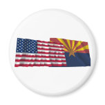 United States and Arizona Waving Flags Fridge Magnets
