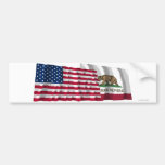 United States and California Waving Flags Bumper Sticker