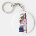 United States and California Waving Flags Keychains