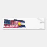 United States and Colorado Waving Flags Bumper Stickers