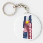 United States and Colorado Waving Flags Key Chains