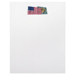 United States and Delaware Waving Flags Customized Letterhead