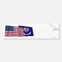 United States and Louisiana Waving Flags Bumper Stickers