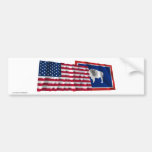 United States and Wyoming Waving Flags Bumper Stickers