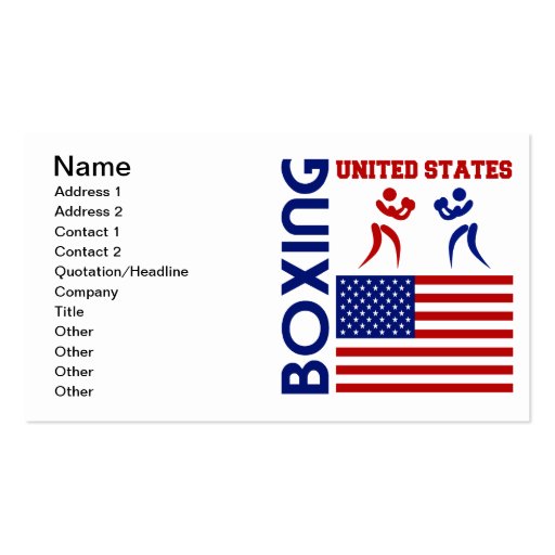 United States Boxin Business Card Templates (front side)
