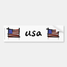 United States Brush Flag Bumper Sticker