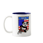 This cute cycling panda stands in front of a U.S. flag with his bike. This original design makes a perfect gift for American bicyclers or bicycling fanatics in the United States of America. Great for everyone who loves cute pandas and biking.