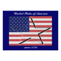 United States Flag with 3-D Star Invitations