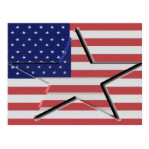 United States Flag with 3-D Star Postcard