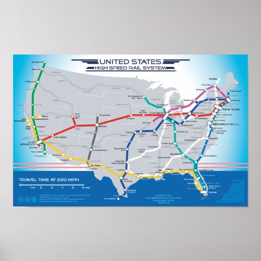United States High Speed Rail System Map v1.01 Poster Zazzle