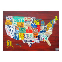 United States License Plate Map 2011 Red Version posters