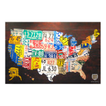 United States License Plate Map Poster posters