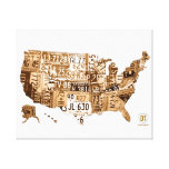 United States License Plate Map Sepia Wrapped Cnvs Canvas Prints